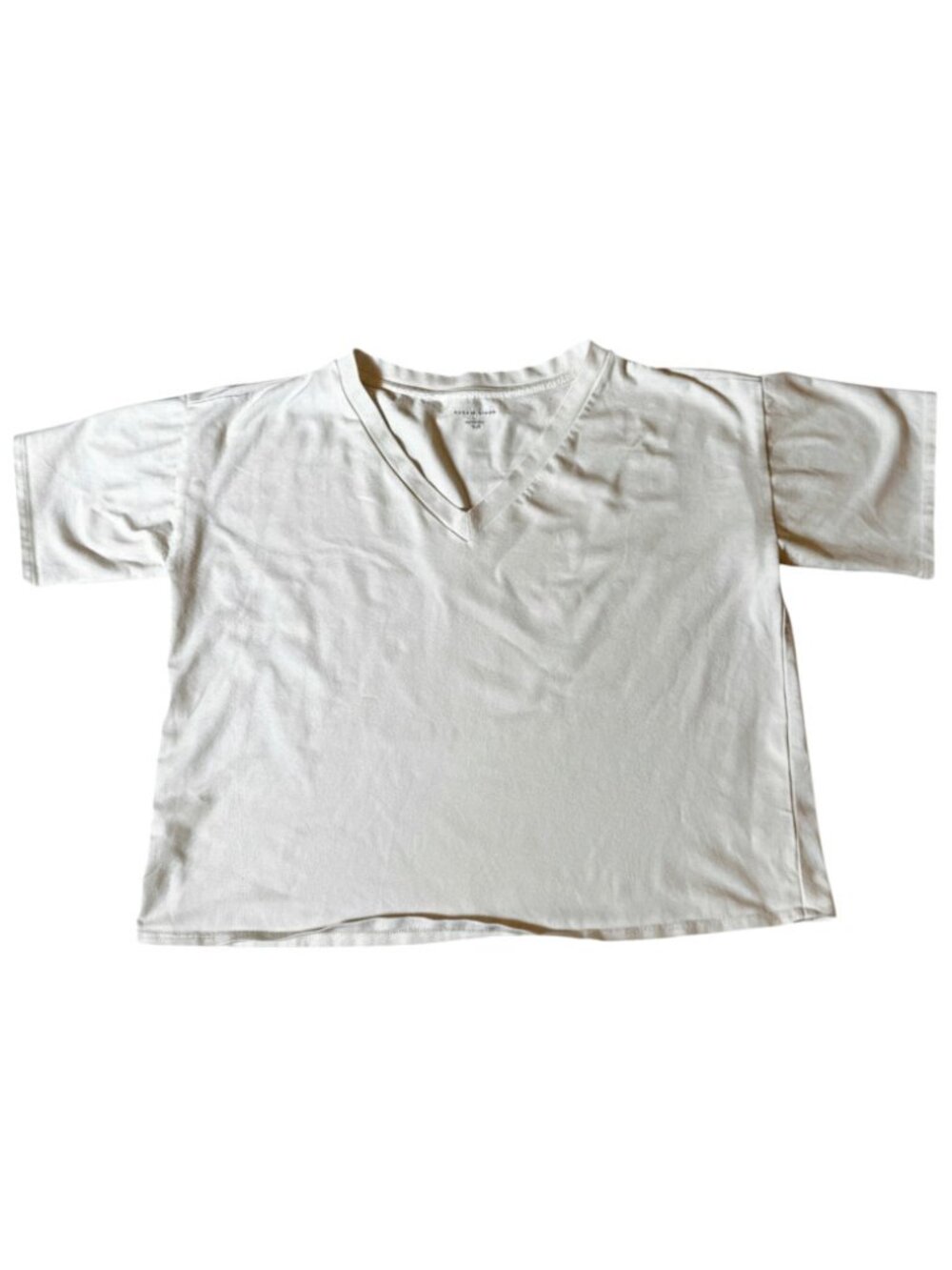 EILEEN FISHER Organic Cotton Stretch Boxy V-Neck T-Shirt White XS